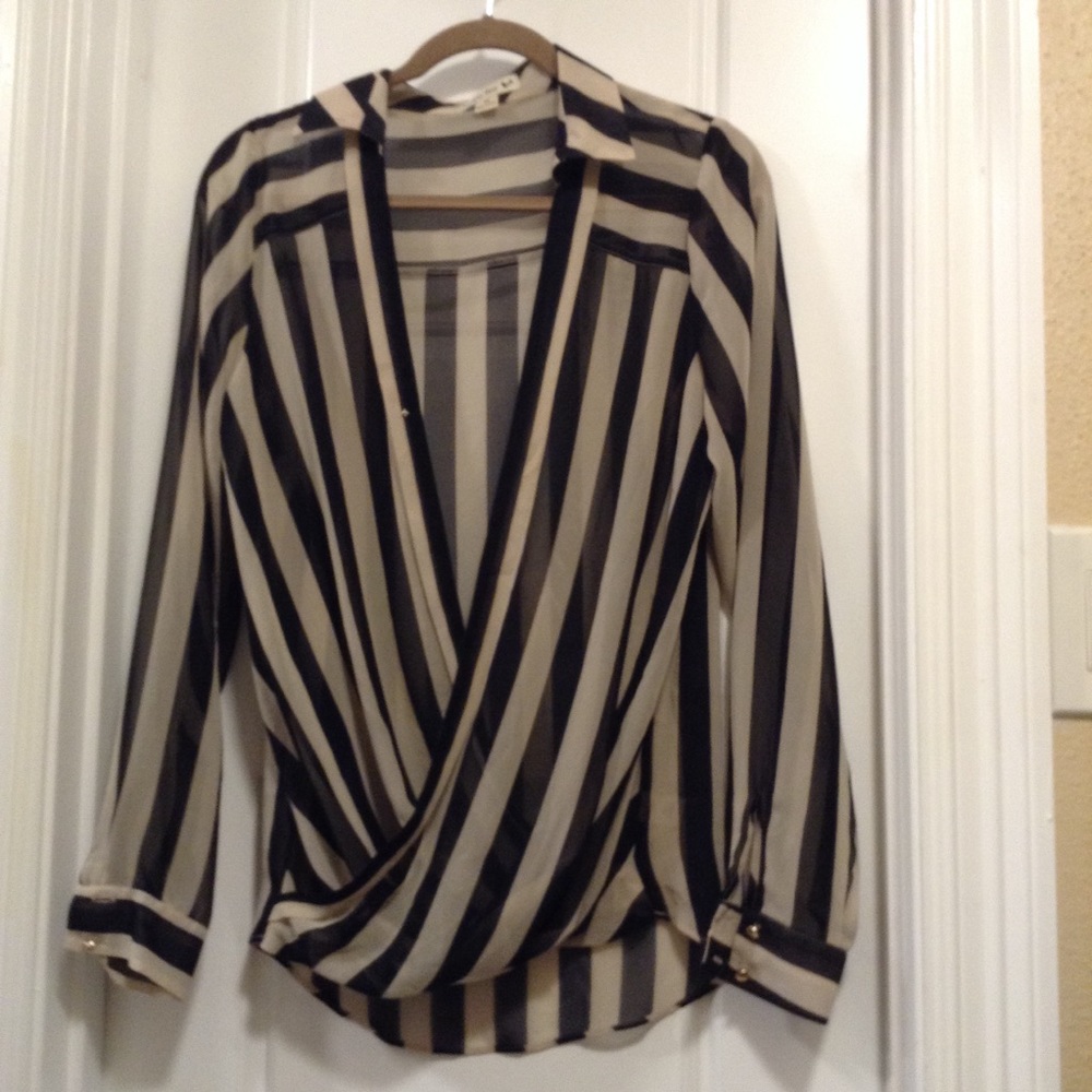 Double Zero Striped Blue and White Blouse